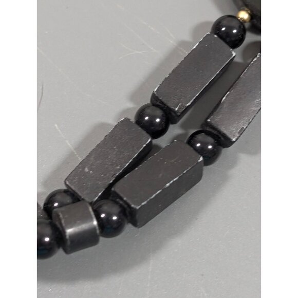 Vintage Japan Black Gold tone Double Strand Beaded Long Bold Necklace 30 in - Picture 13 of 16